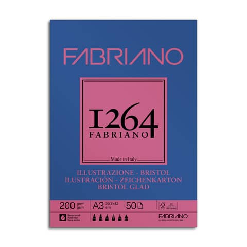 Blocco collato Fabriano Illustrazione 200 g - 50 fogli A3 - 19100655